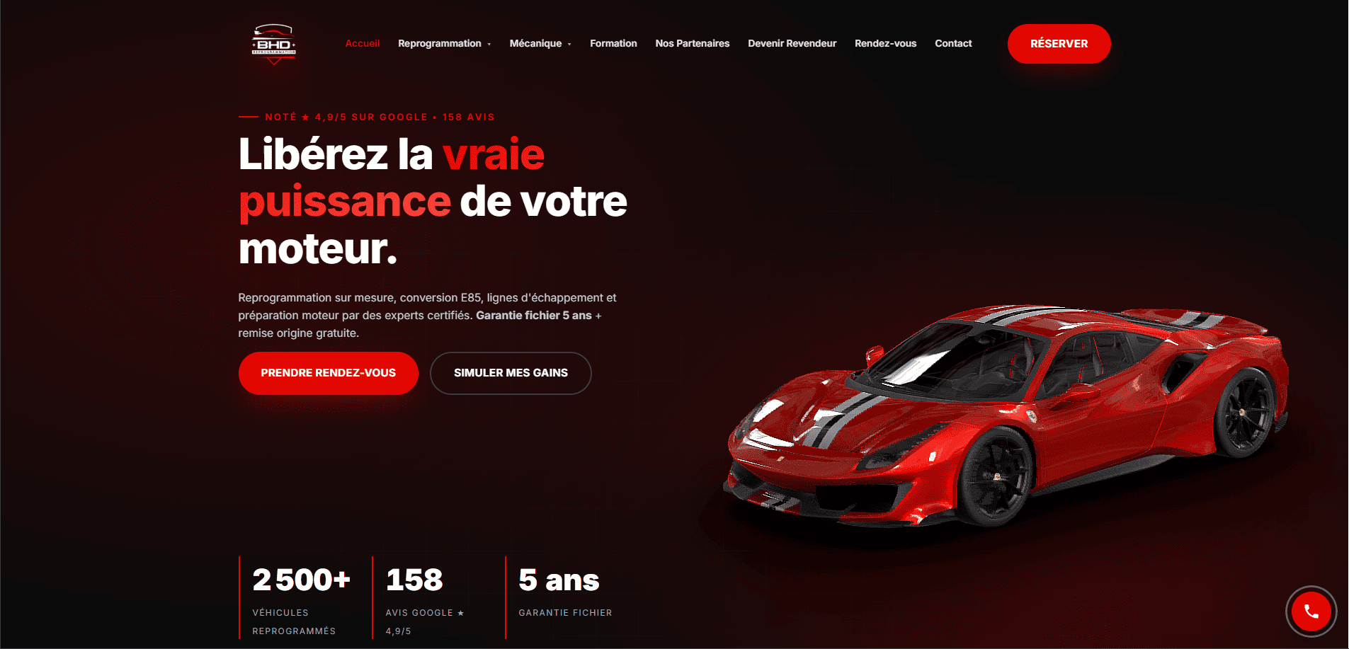 Aperçu du site BHD Reprogrammation